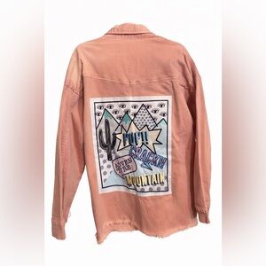 Zara Girls Pink Graphic Shacket Jacket Size 9/10 NWT Pop Crack Mountain